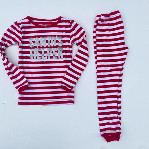 Carter's Toddler Girl's Holiday "Santa's Helper" Striped Cotton Pajama Set(5T) - Picture 1 of 11